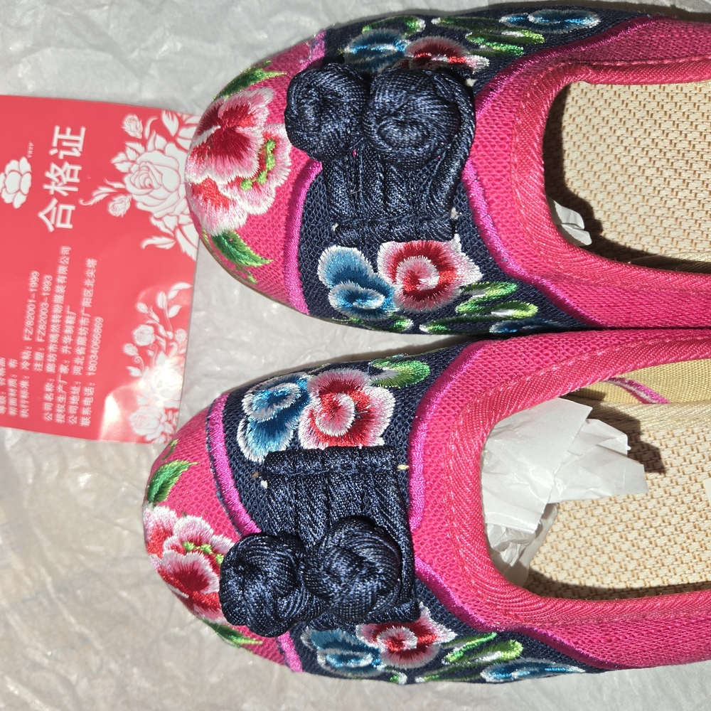 Floral Pink and Blue Casual Slip-On Flats